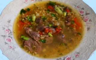Вкусный суп с полезной пшеничной крупой и потрошками